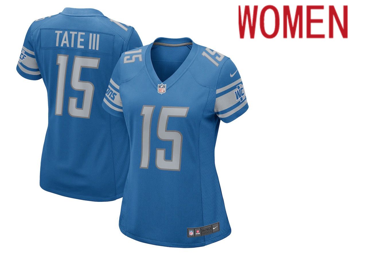 Women Detroit Lions #15 Golden Tate Nike Blue 2017 Game NFL Jersey->women nfl jersey->Women Jersey